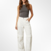 Pantalon Cargo Blanc BERSHKA