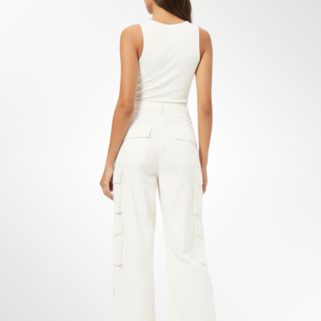Alternative view of Pantalon Cargo Blanc BERSHKA