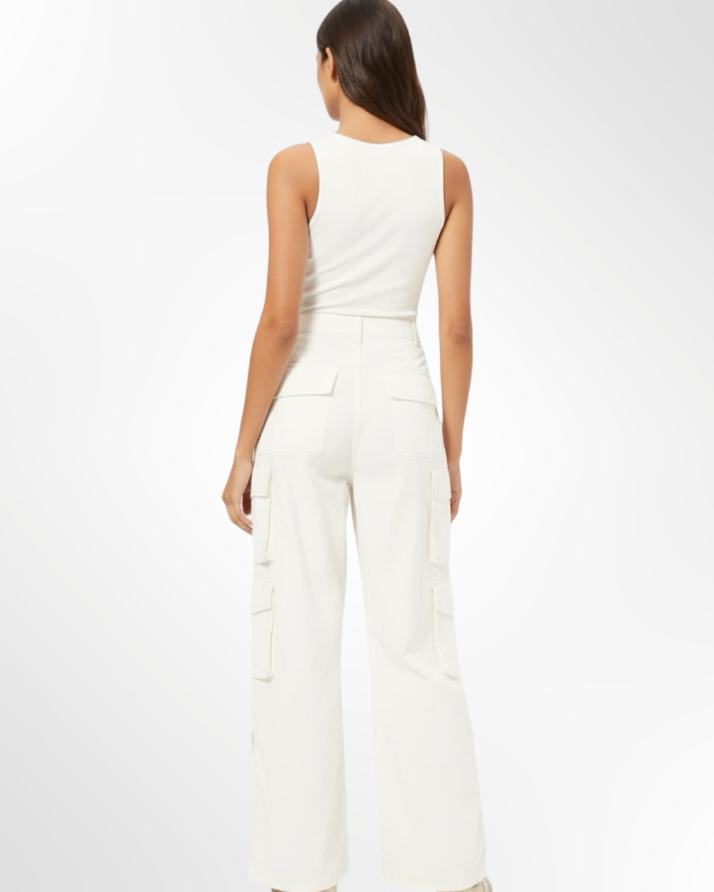 Pantalon Cargo Blanc BERSHKA – Image 2