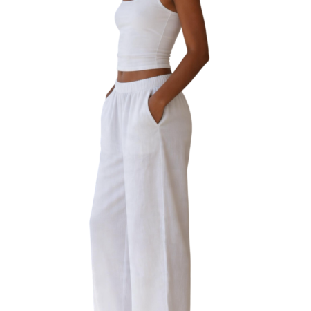 Alternative view of Pantalon Lin Blanc OYSHO
